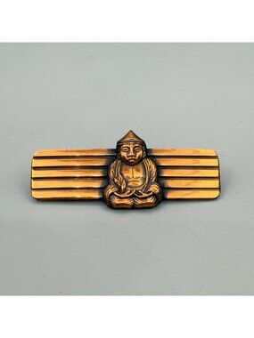 Vintage Bronze Buddha Bar Brooch Pin